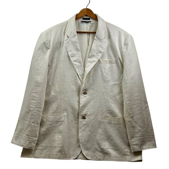 ANDREW FEZZA Men’s‎ Coastal Casual Summerwear Cream Linen Blend Blazer XL - Picture 2 of 11